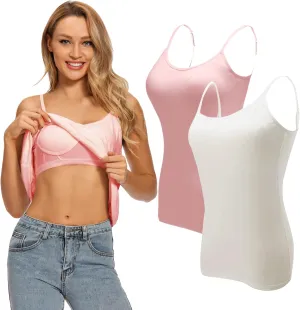 Ibeauti Womens Camisoles Tops with Built in Padded Bra Basic Breathable Tank Top