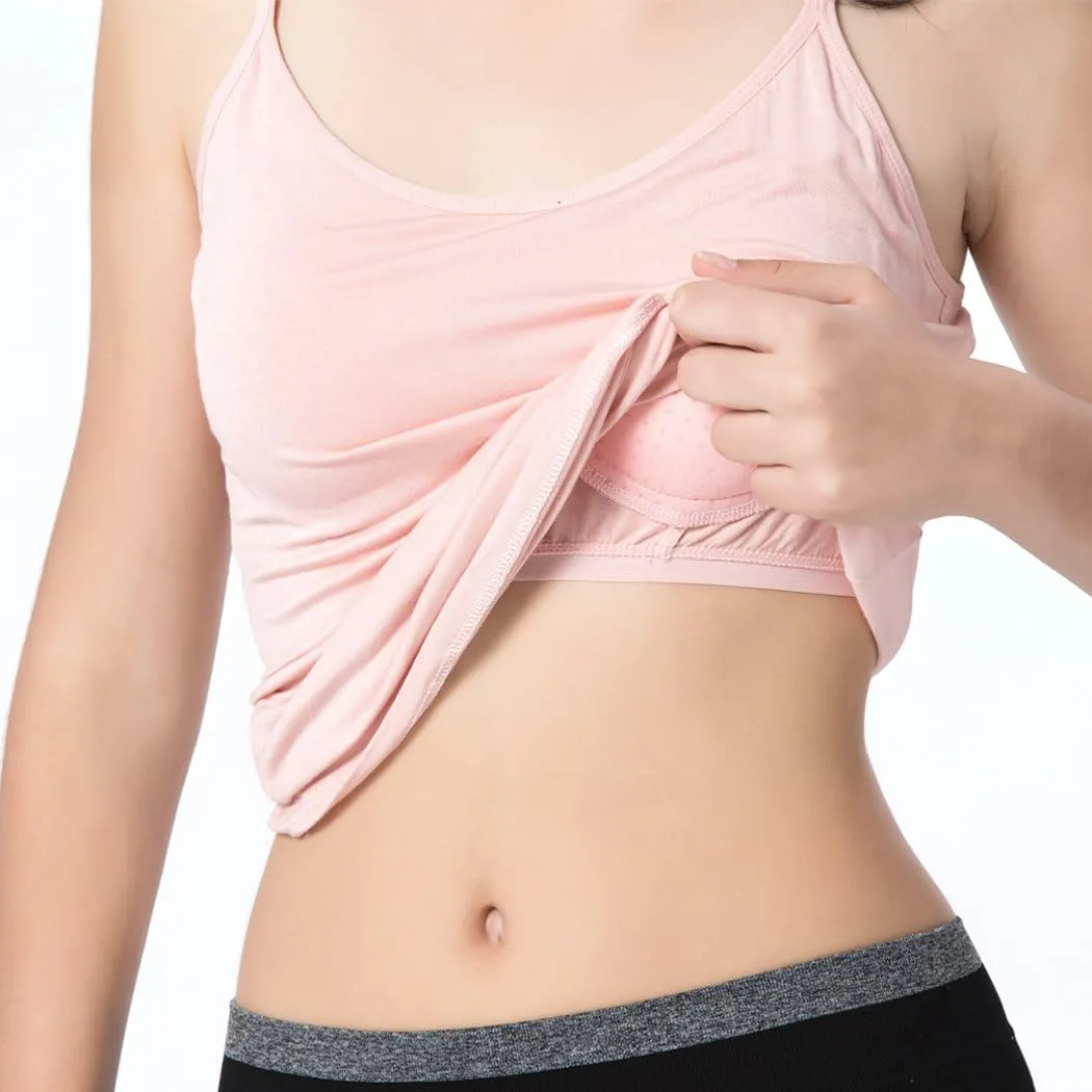 Ibeauti Womens Camisoles Tops with Built in Padded Bra Basic Breathable Tank Top