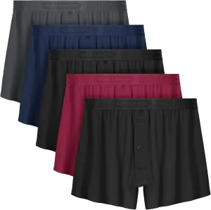 IGOLUMON Mens Underwear Boxer Shorts 5 Pack Bamboo Rayon Boxers for Men Classic Relaxed Fit Boxer Shorts with Button Fly