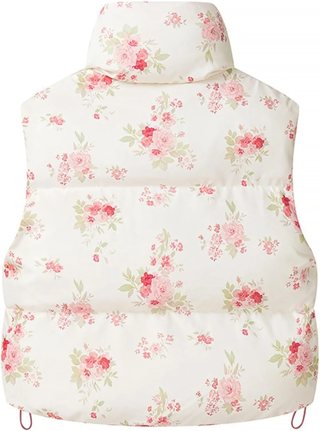 InterNos Womens Cropped Floral Print Puffer Vest Lightweight Stand Collar Zip up Sleeveless Winter Padded Coats