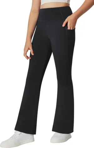 IUGA Girl's Fleece Lined Flare Leggings High Waist Bell Bottom Yoga Pants with Pockets Preppy Clothes Girls Athletic Leggings