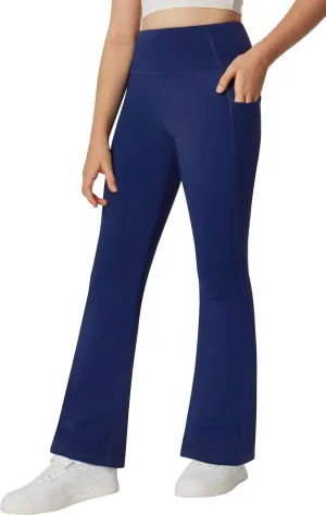 IUGA Girl's Fleece Lined Flare Leggings High Waist Bell Bottom Yoga Pants with Pockets Preppy Clothes Girls Athletic Leggings