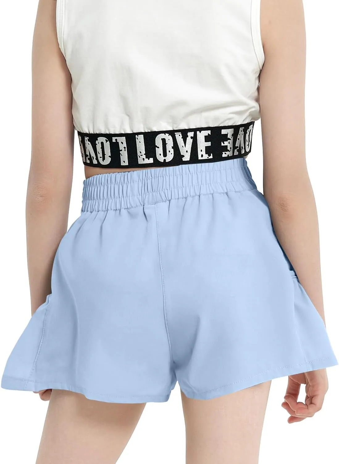 JiAmy Girls Athletic Shorts Quick Dry Running Dance Workout Gym Flowy Shorts Girls Skorts with Pockets 5-14 Years
