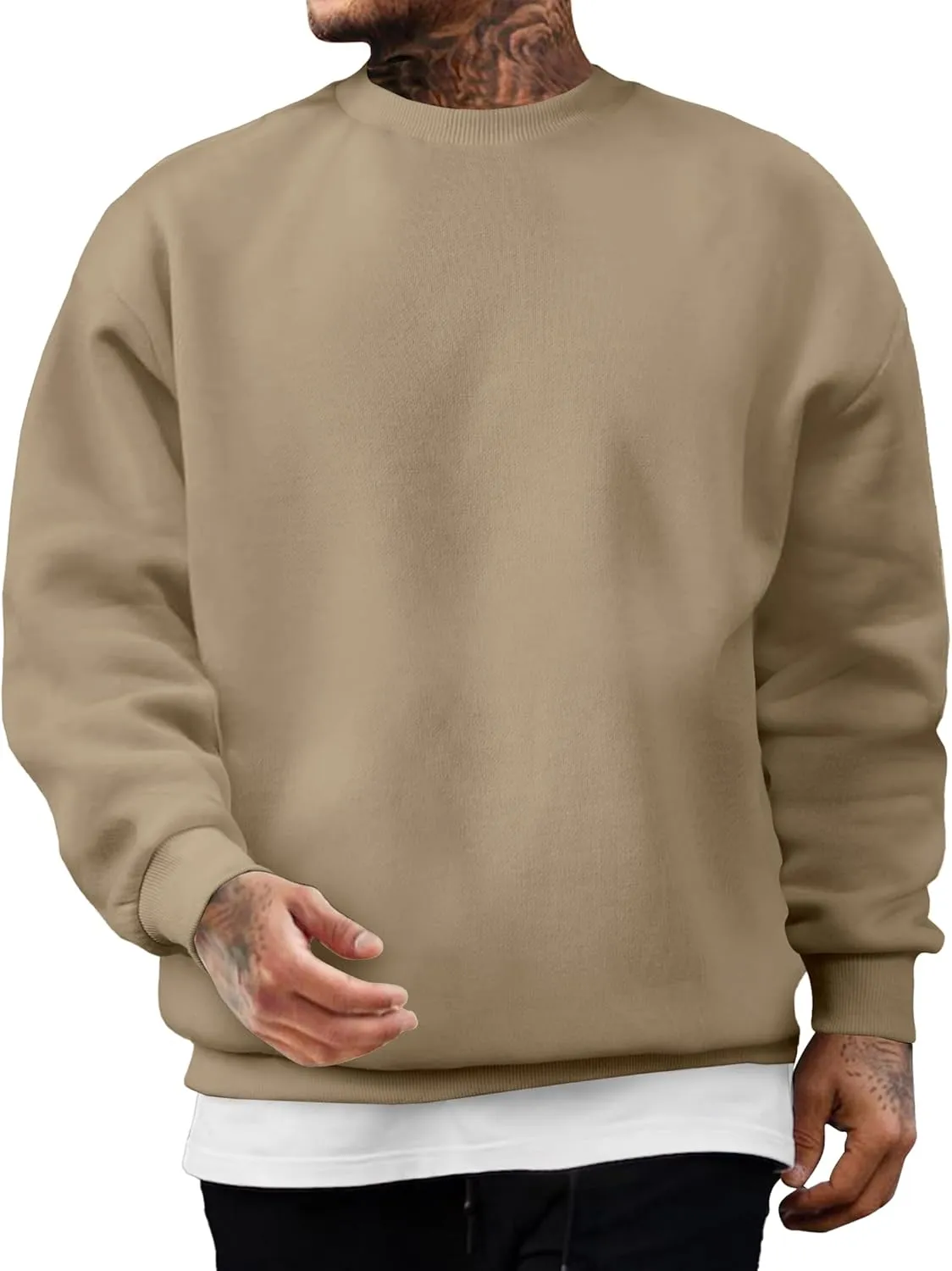 JMIERR Men's Casual Long Sleeves Crewneck Sweatshirts Cotton Pullover Sweatshirt for Men