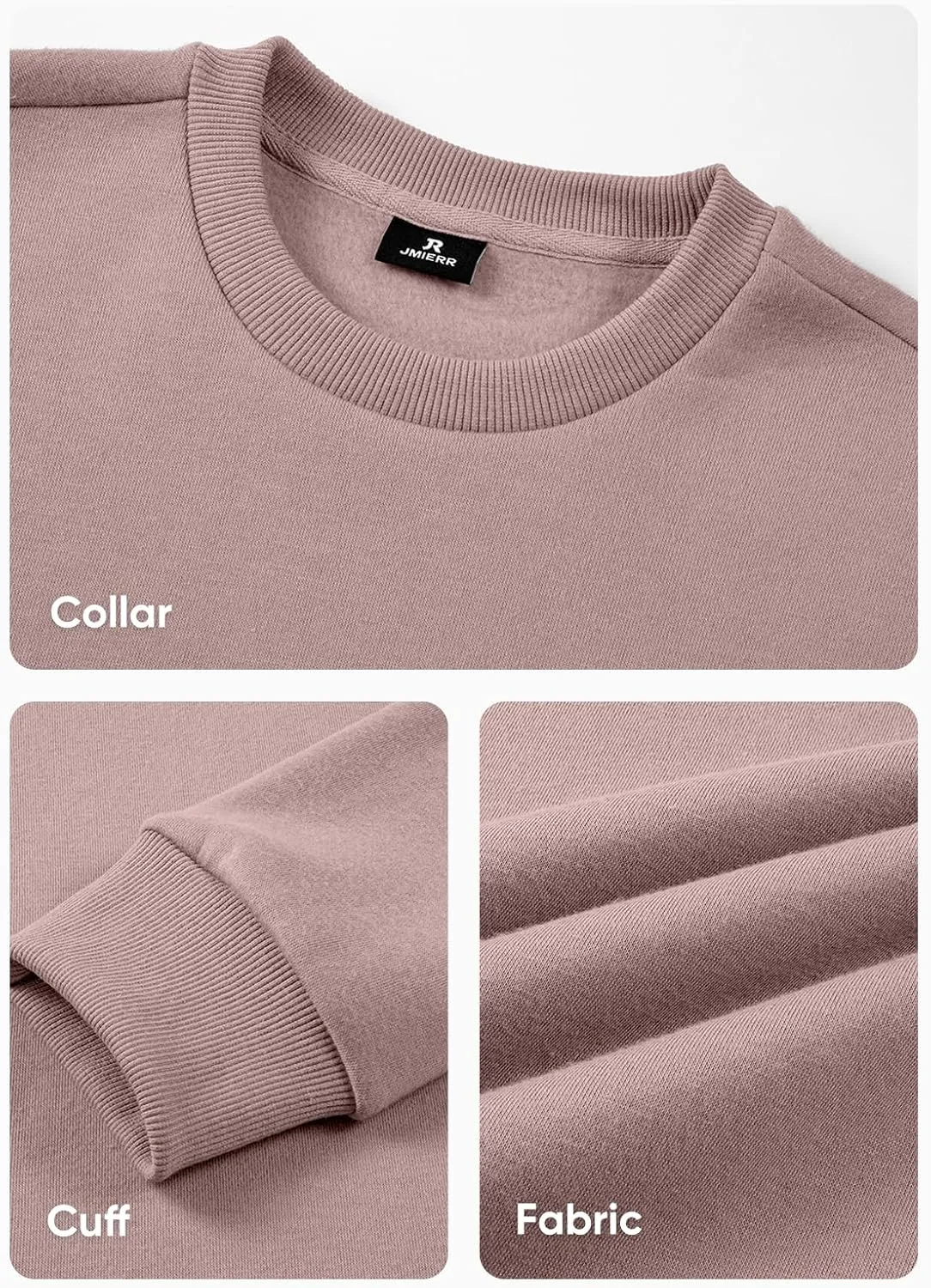 JMIERR Men's Casual Long Sleeves Crewneck Sweatshirts Cotton Pullover Sweatshirt for Men