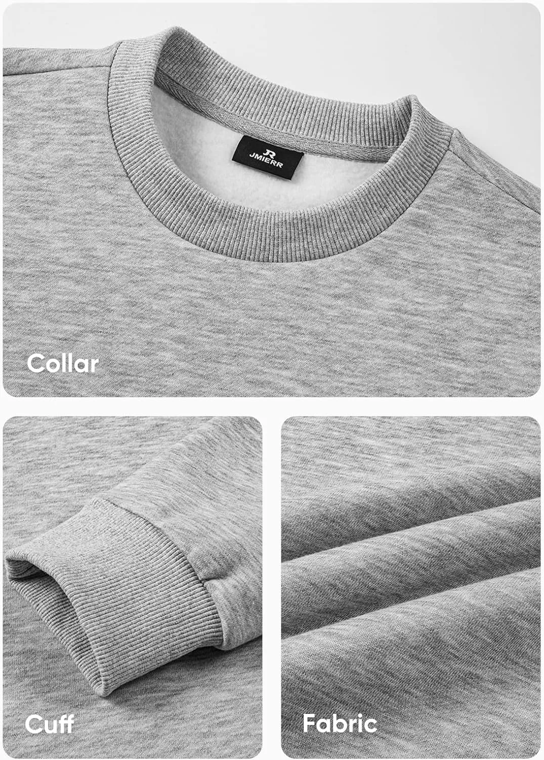 JMIERR Men's Casual Long Sleeves Crewneck Sweatshirts Cotton Pullover Sweatshirt for Men
