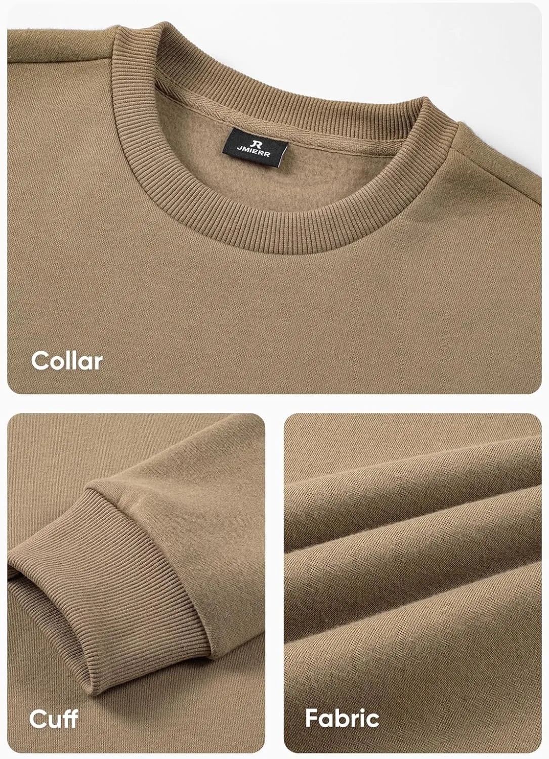 JMIERR Men's Casual Long Sleeves Crewneck Sweatshirts Cotton Pullover Sweatshirt for Men
