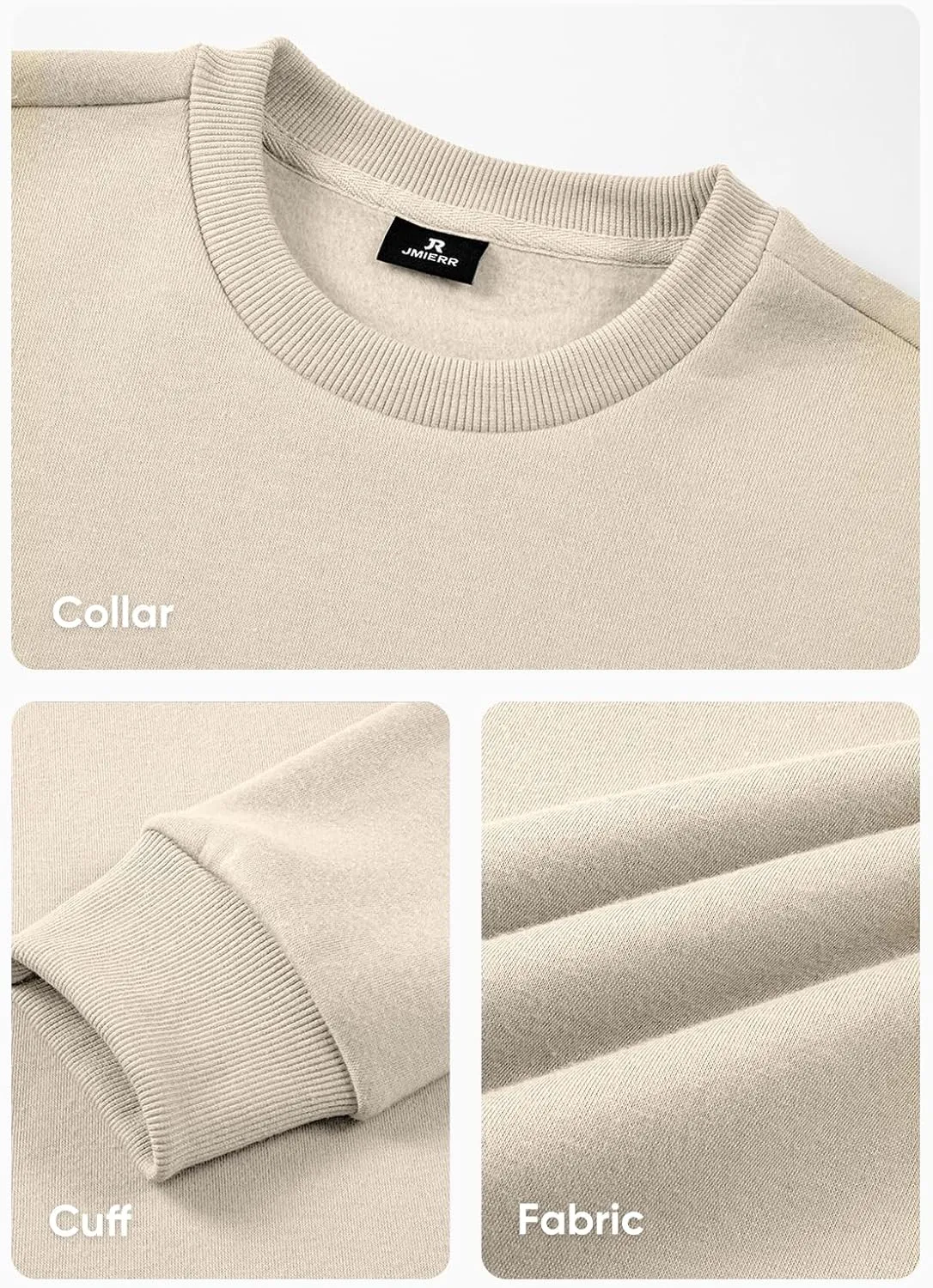 JMIERR Men's Casual Long Sleeves Crewneck Sweatshirts Cotton Pullover Sweatshirt for Men