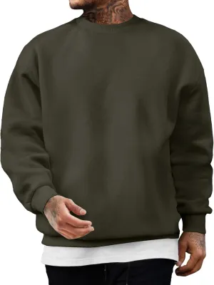JMIERR Men's Casual Long Sleeves Crewneck Sweatshirts Cotton Pullover Sweatshirt for Men