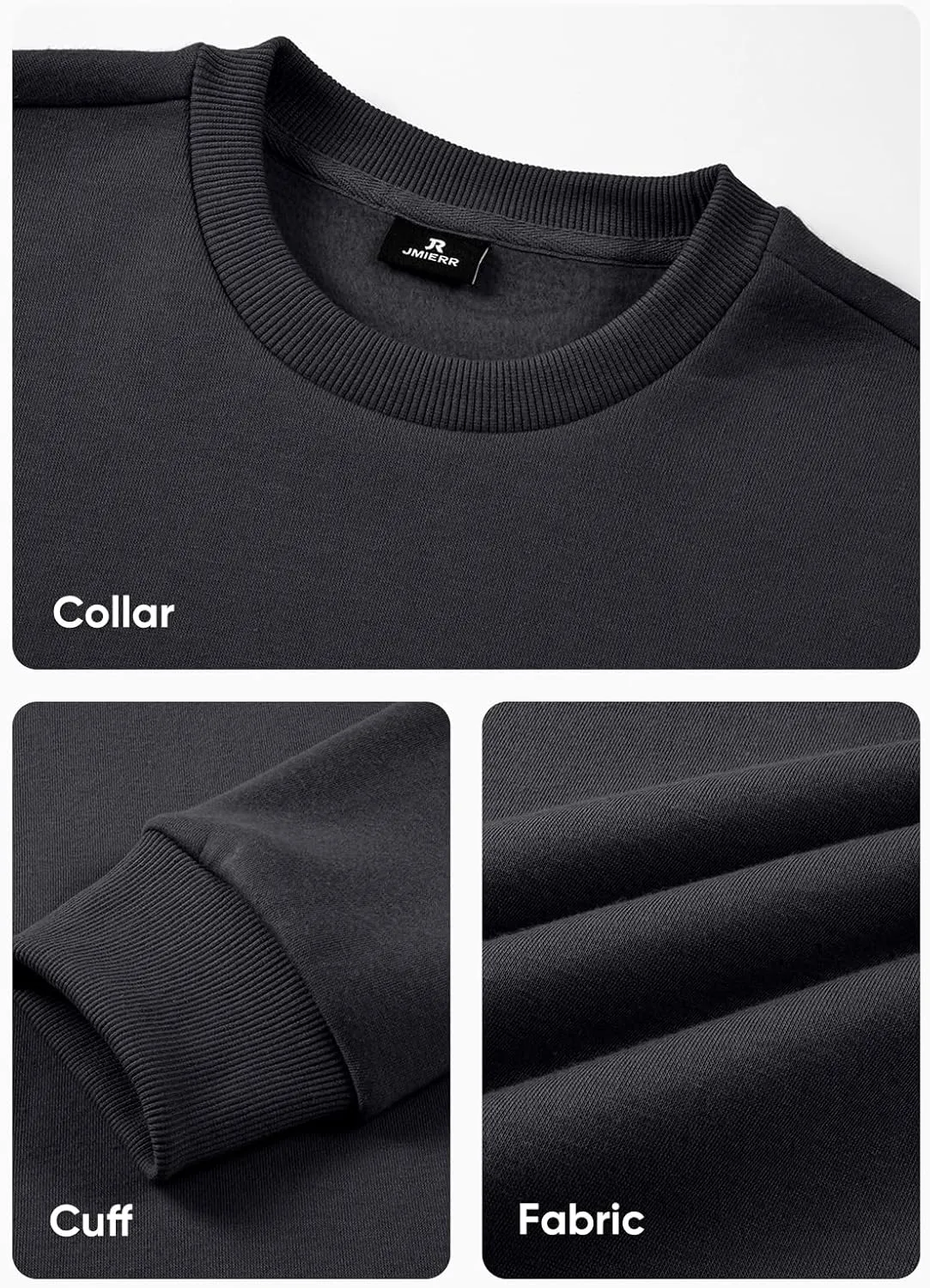 JMIERR Men's Casual Long Sleeves Crewneck Sweatshirts Cotton Pullover Sweatshirt for Men
