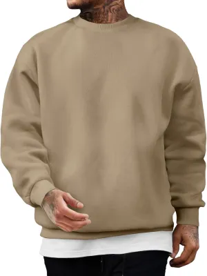 JMIERR Men's Casual Long Sleeves Crewneck Sweatshirts Cotton Pullover Sweatshirt for Men