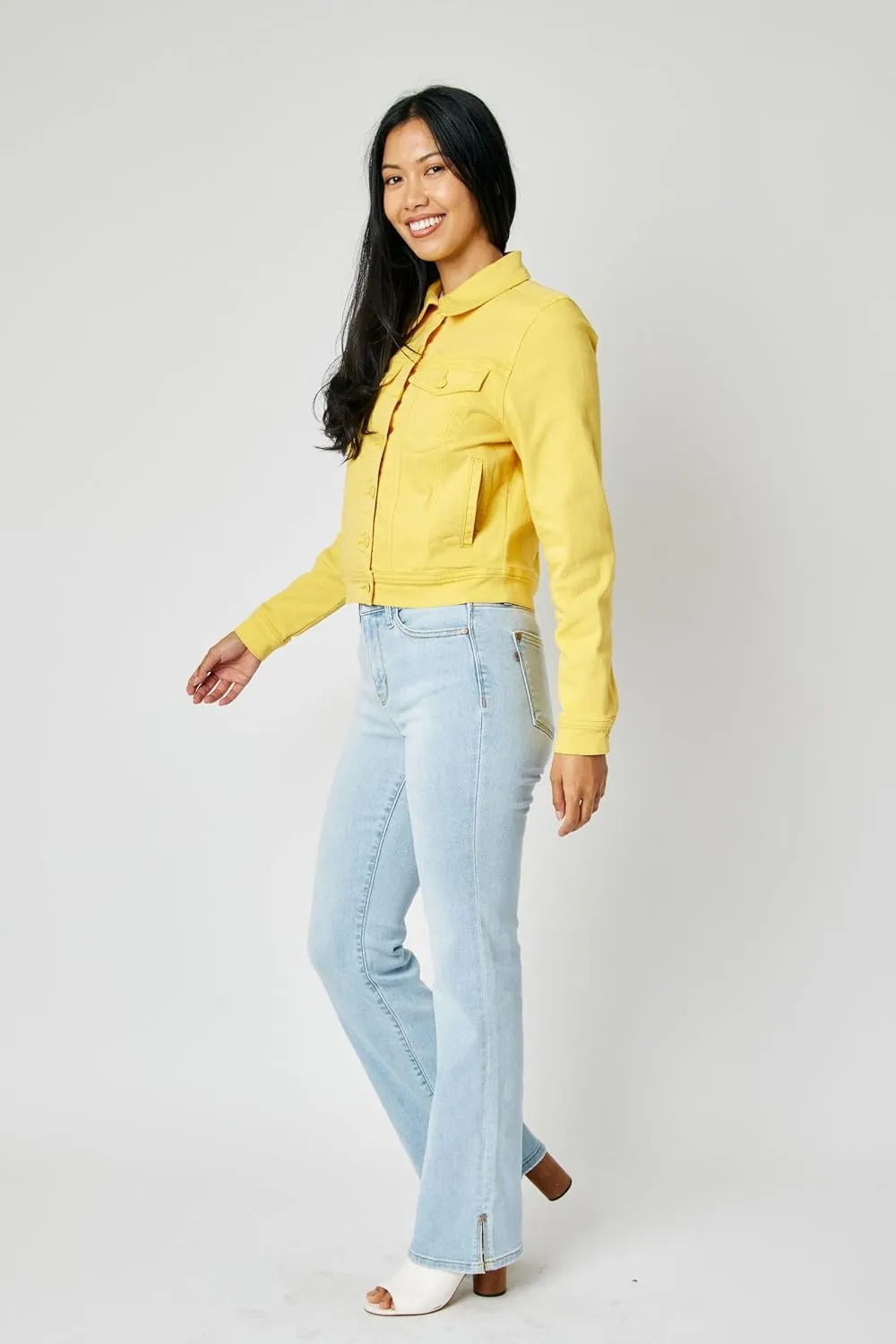 Judy Blue Lemon Yellow Jean Jacket Great Fit 7860-