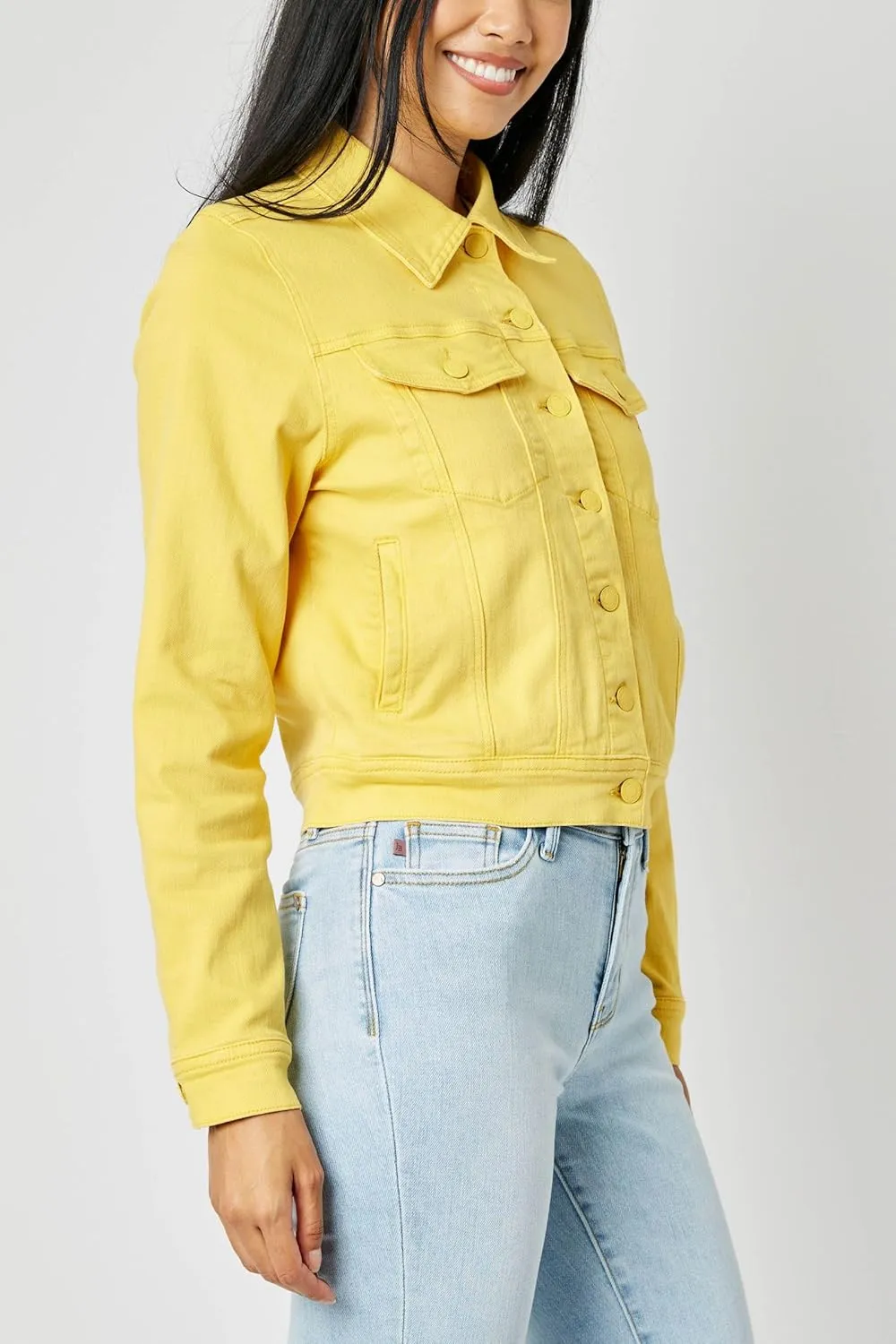 Judy Blue Lemon Yellow Jean Jacket Great Fit 7860-