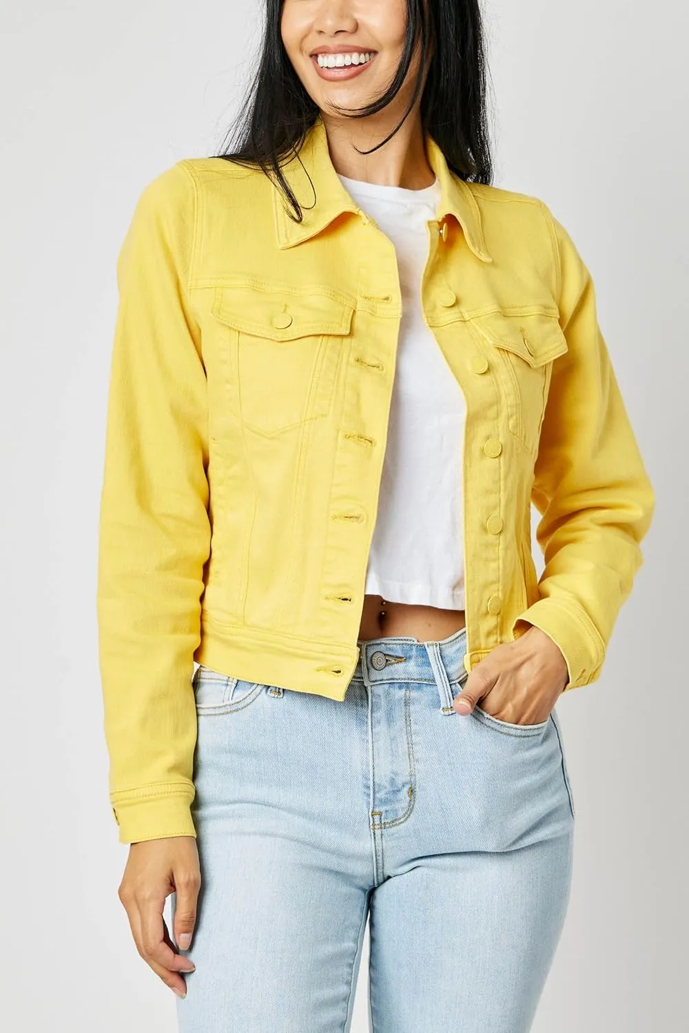 Judy Blue Lemon Yellow Jean Jacket Great Fit 7860-