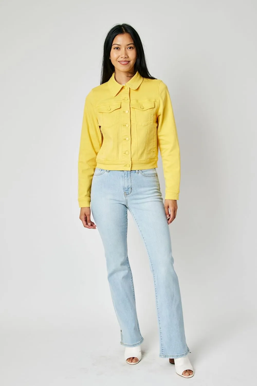 Judy Blue Lemon Yellow Jean Jacket Great Fit 7860-