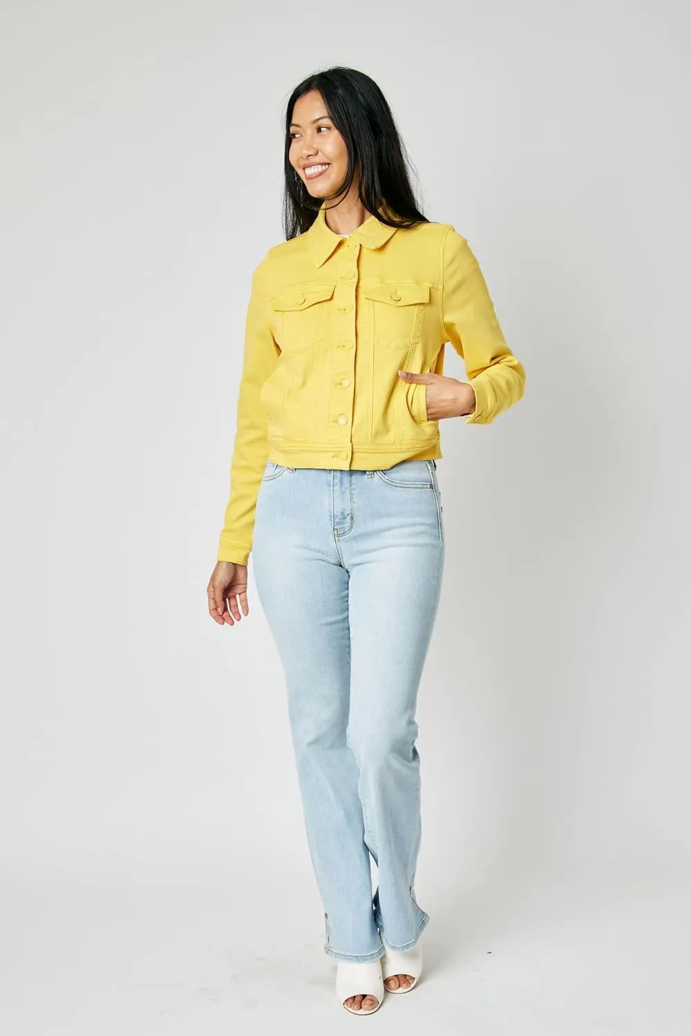 Judy Blue Lemon Yellow Jean Jacket Great Fit 7860-