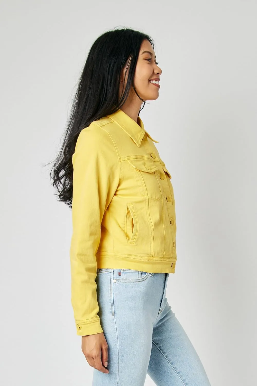 Judy Blue Lemon Yellow Jean Jacket Great Fit 7860-