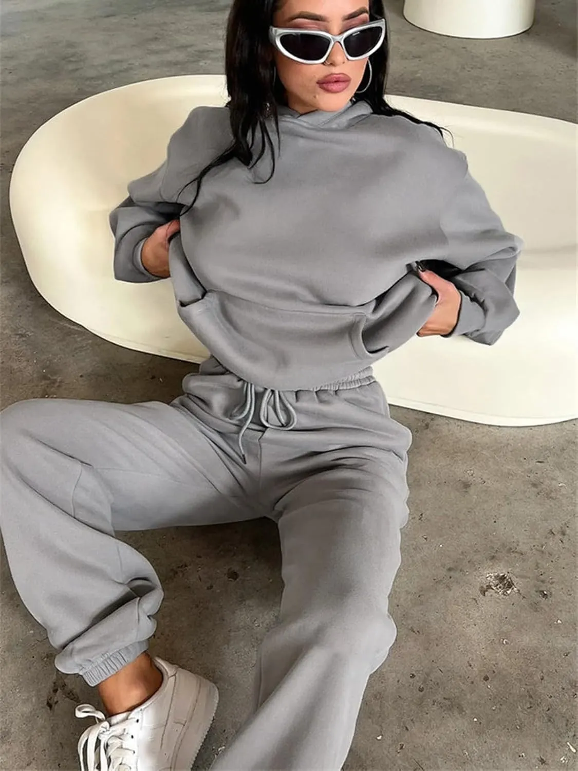 KANSOON Sweatsuits for Women Set 2 Piece Outfits Long Sleeve Hoodie Oversized Sweatshirt Jogger Pants Casual Tracksuit Sets