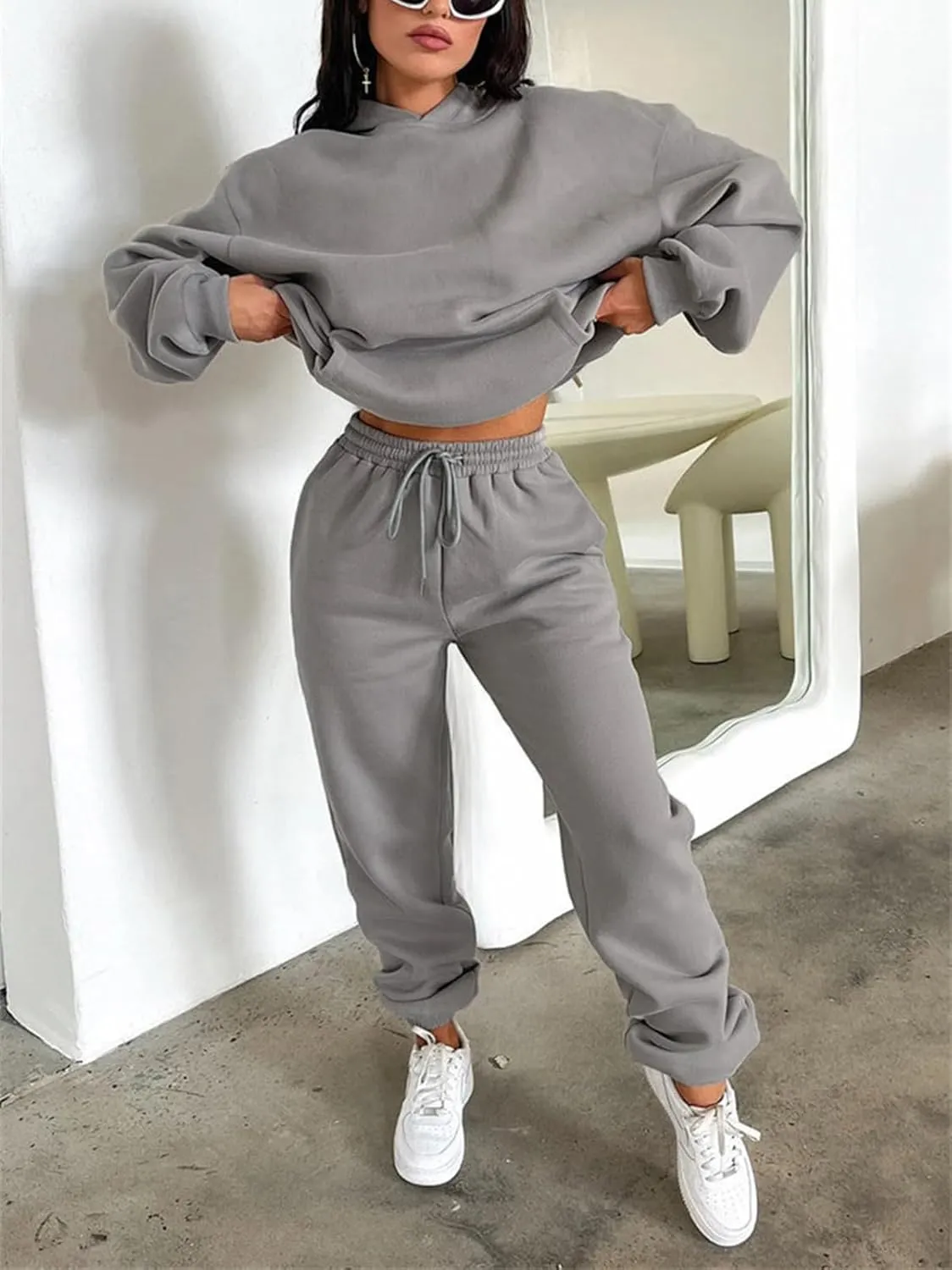 KANSOON Sweatsuits for Women Set 2 Piece Outfits Long Sleeve Hoodie Oversized Sweatshirt Jogger Pants Casual Tracksuit Sets