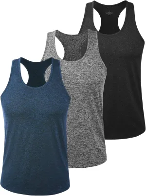 Kniffi Mens 3 Pack Y-Back Workout Tank Tops Quick Dry Running Tank Gym Muscle Sleeveless T Shirts