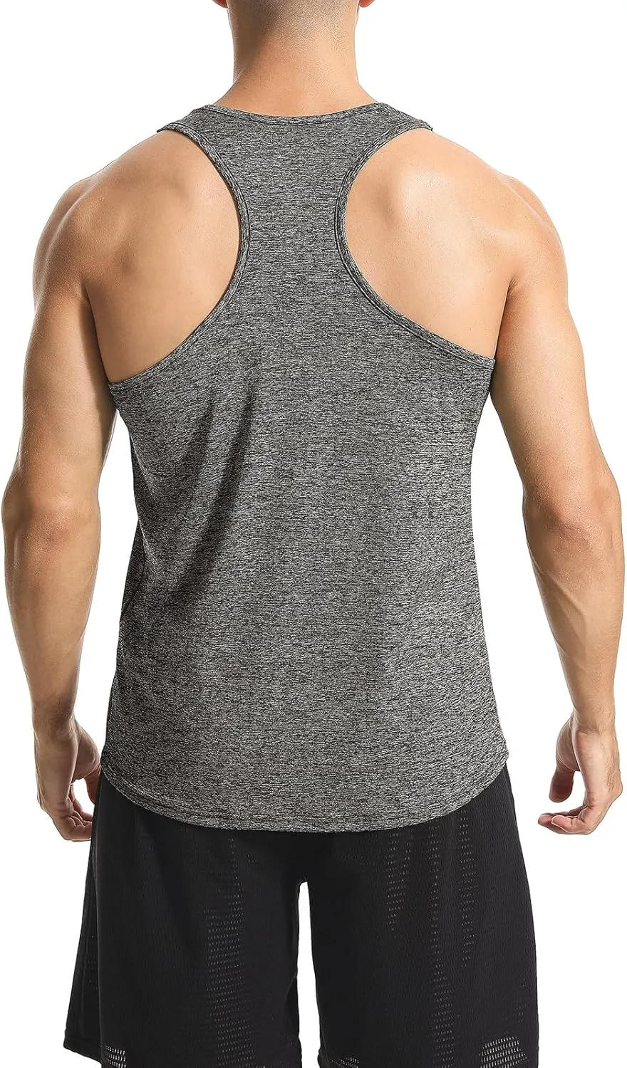 Kniffi Mens 3 Pack Y-Back Workout Tank Tops Quick Dry Running Tank Gym Muscle Sleeveless T Shirts