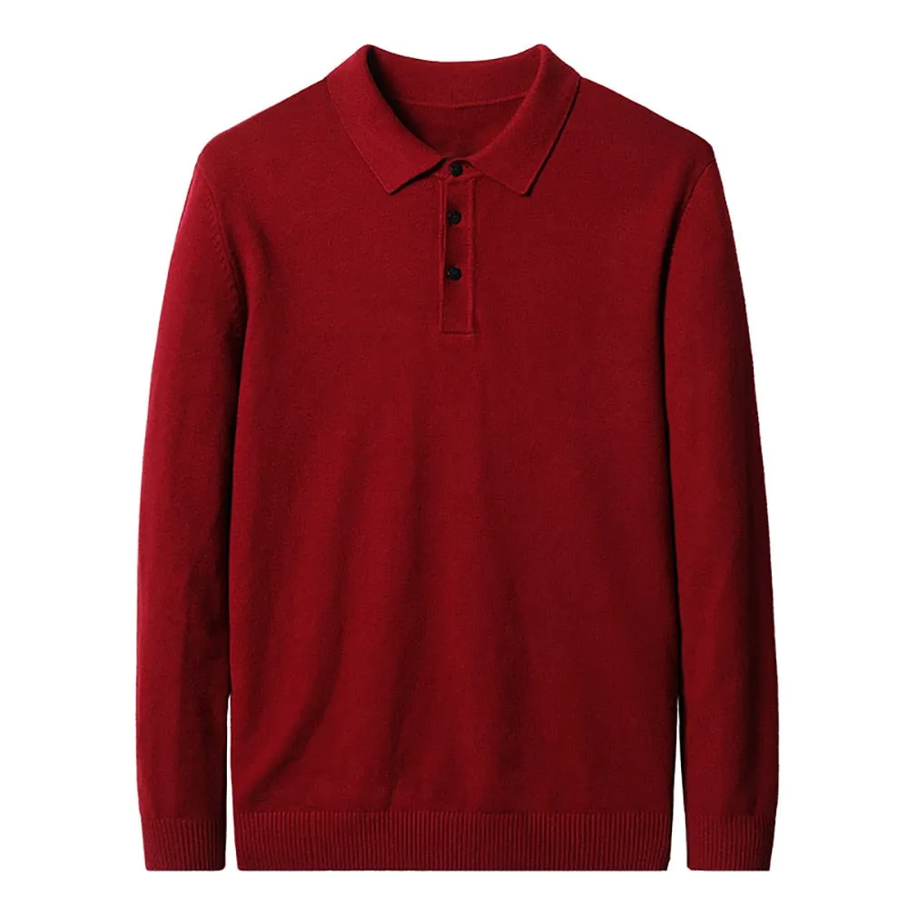 Knitwear Jerseys Pure Color Turn-down Collar Sweater Pullover Men Clothing
