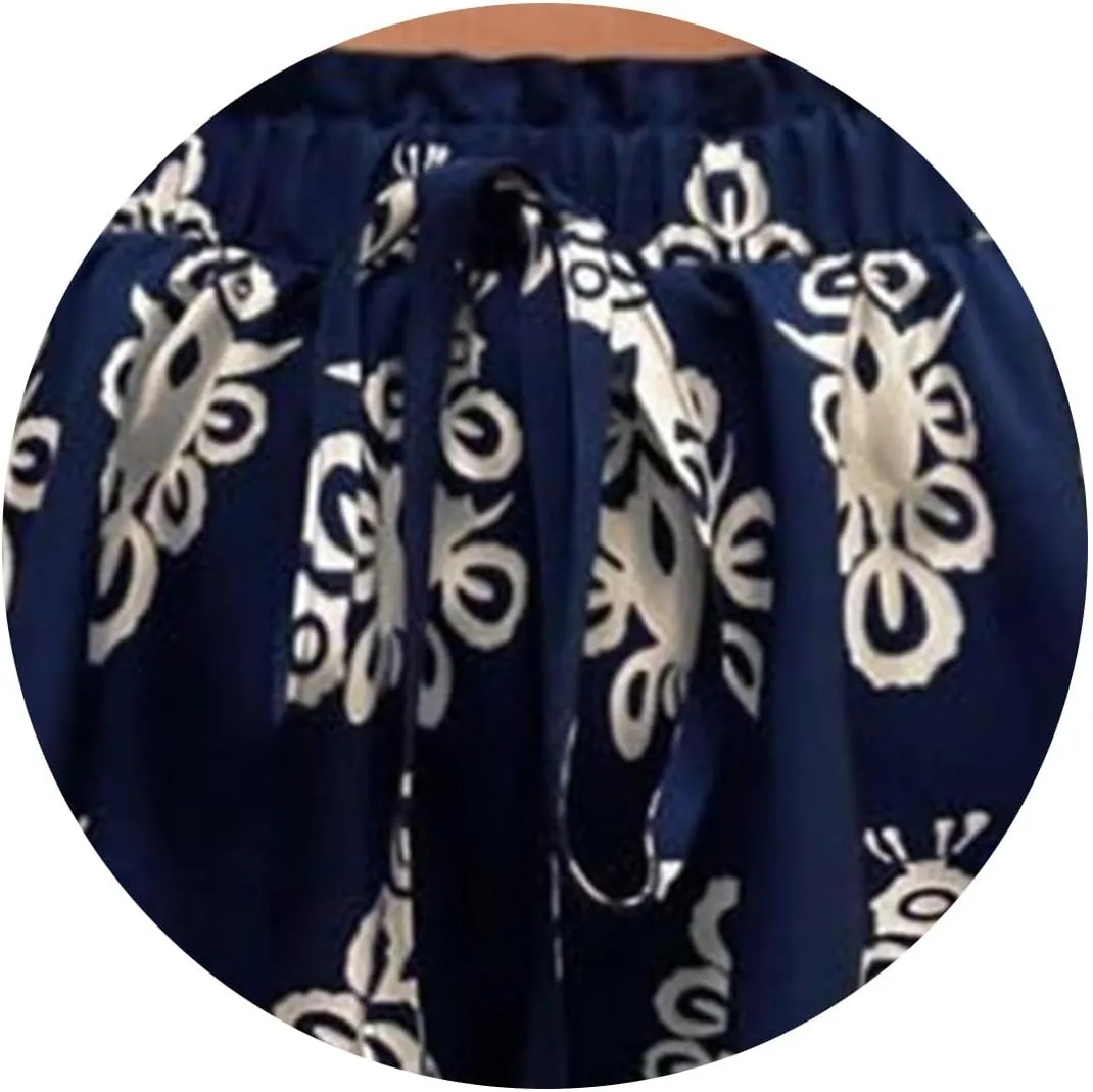 Kubbon Flowy Shorts for Women Floral Printed Shorts High Waist Boho Skorts Casual Baggy Ruffle Tennis Skirts Summer Clothes