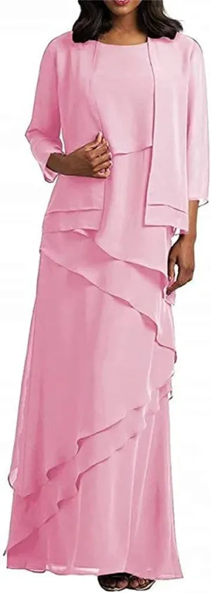 Ladies Bridal Ball Gown Wedding Chiffon Beaded Evening Dress Pink US6