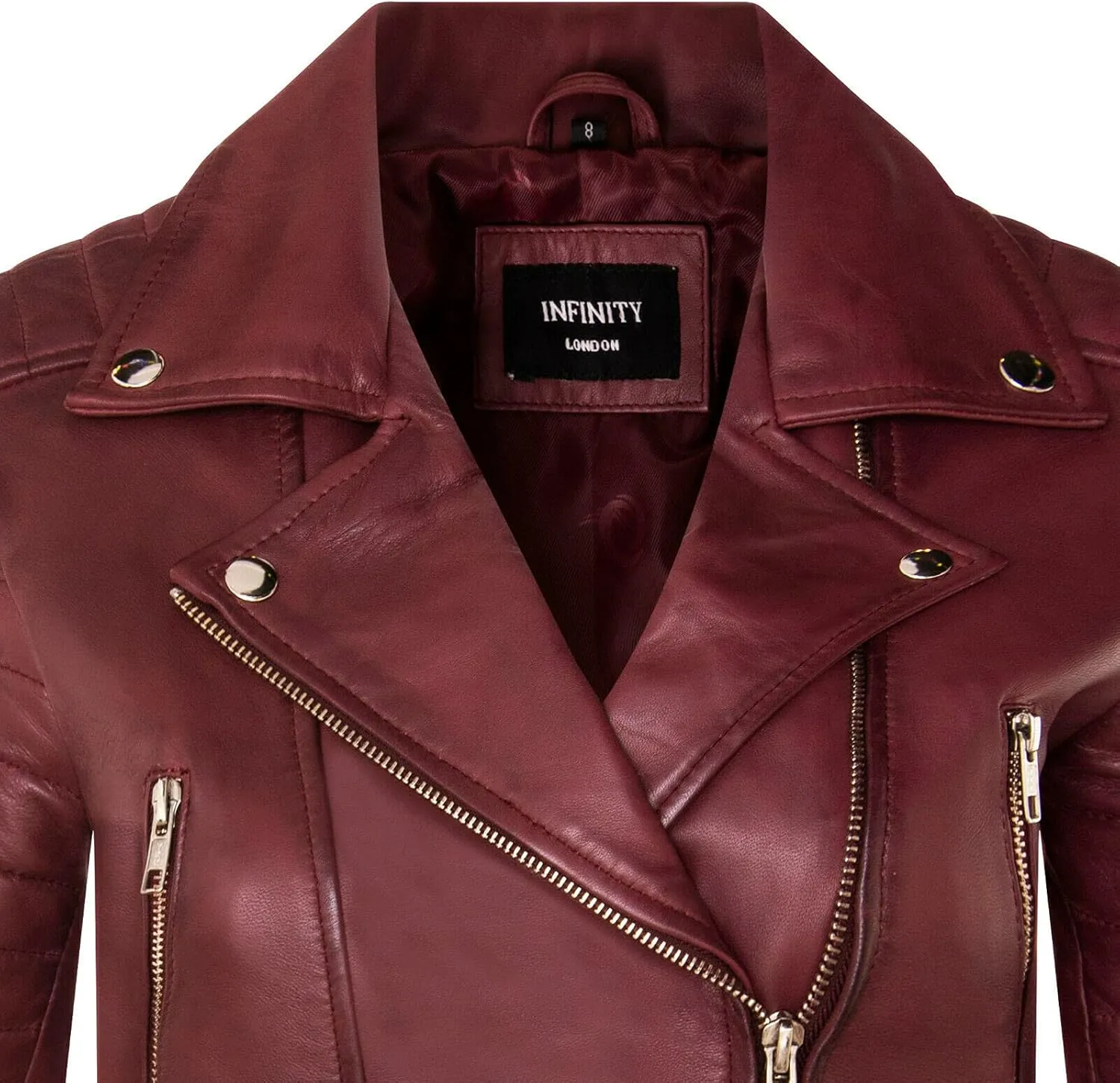 Ladies Cropped Jacket Short Body Gothic Top Chic Biker REAL LEATHER Jacket
