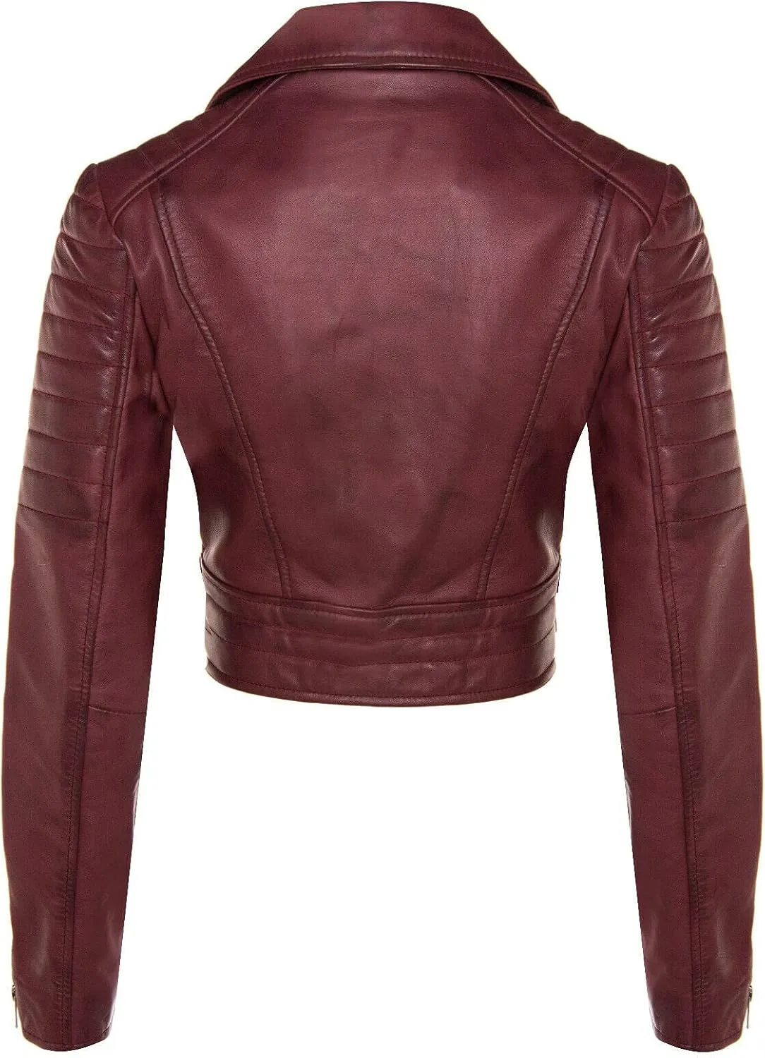 Ladies Cropped Jacket Short Body Gothic Top Chic Biker REAL LEATHER Jacket