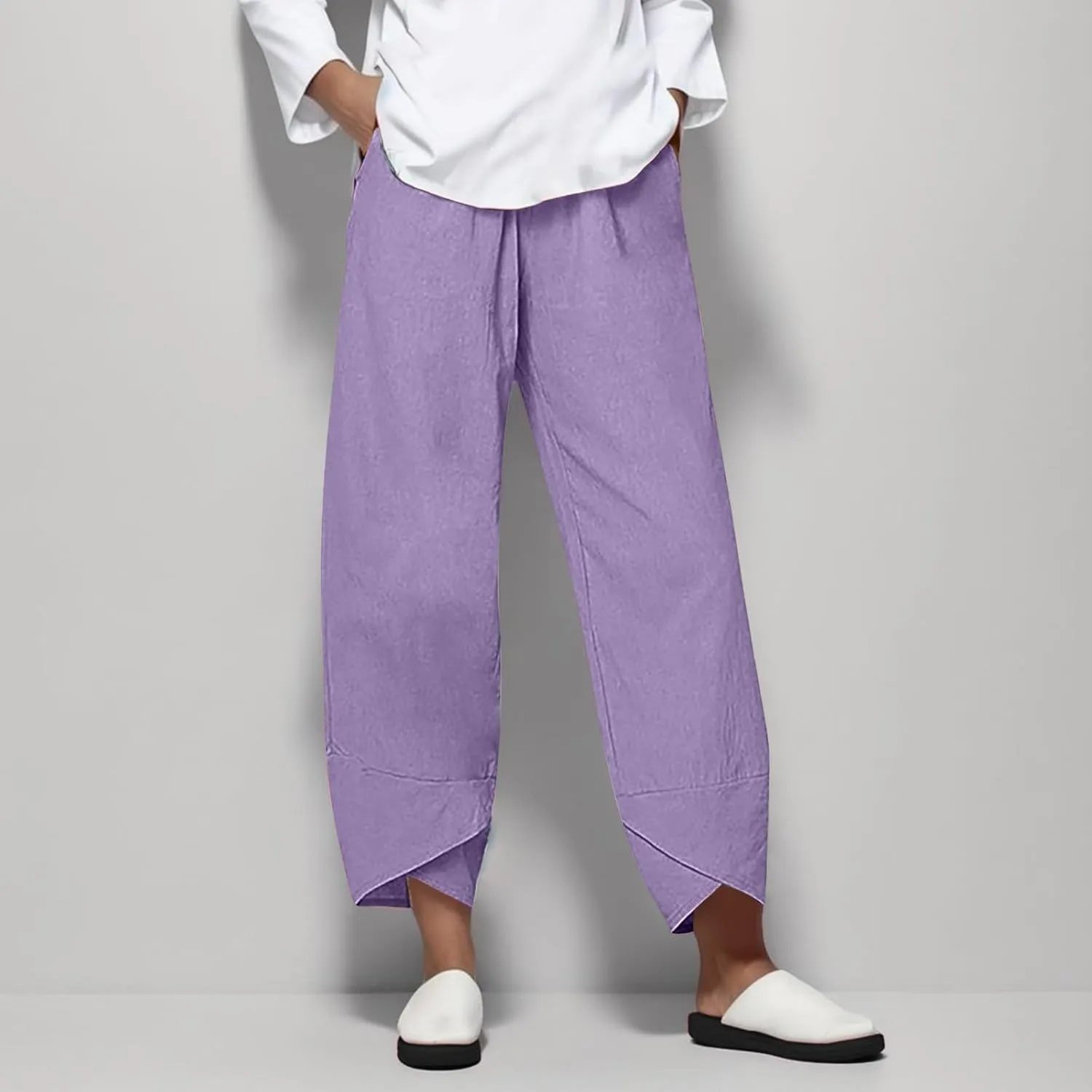 Lady Trouser Pant Summer Pants High Casual Waist Long Solid Cotton Pants 70s Pants Women Sexy Lounging