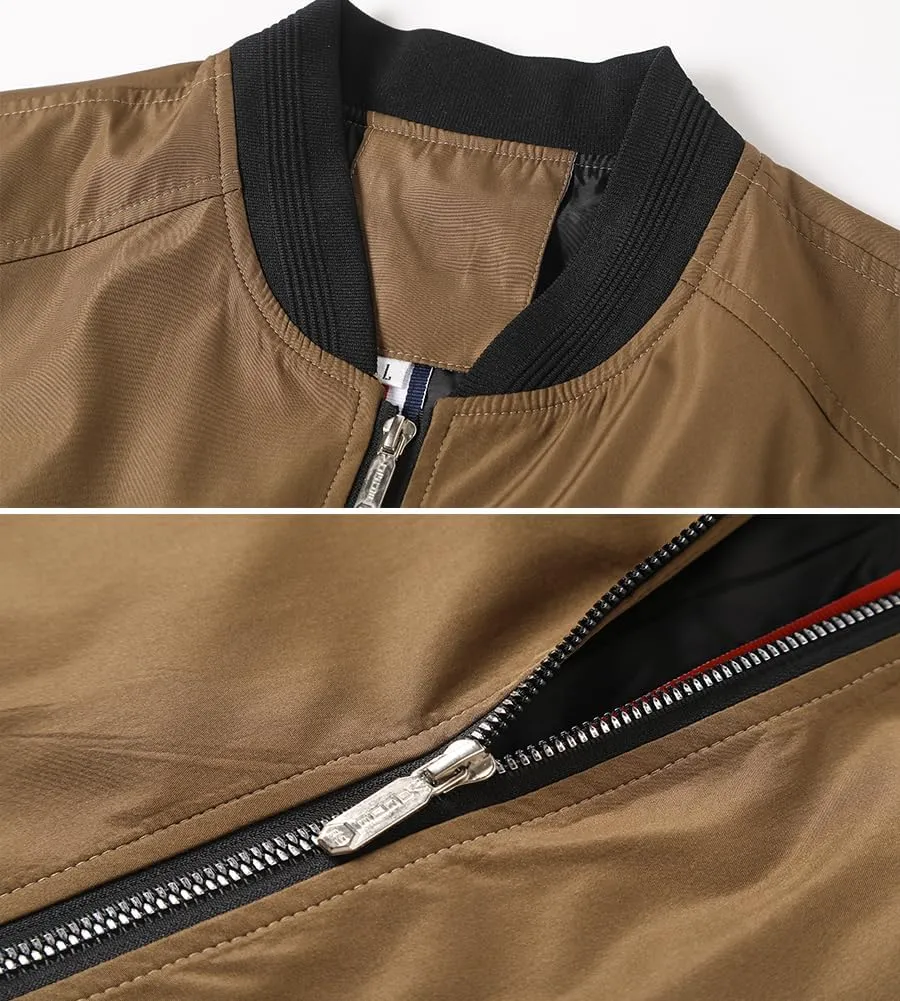 Lavnis Men's Flight Bomber Jacket Lightweight Softshell Coat Sportwear Zipper Windbreaker