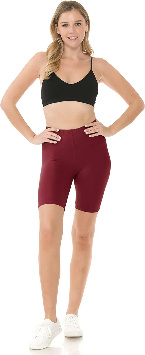 Leggings Depot High Waisted Buttery Soft Fashion Biker Shorts for Women (Available in Plus Size)