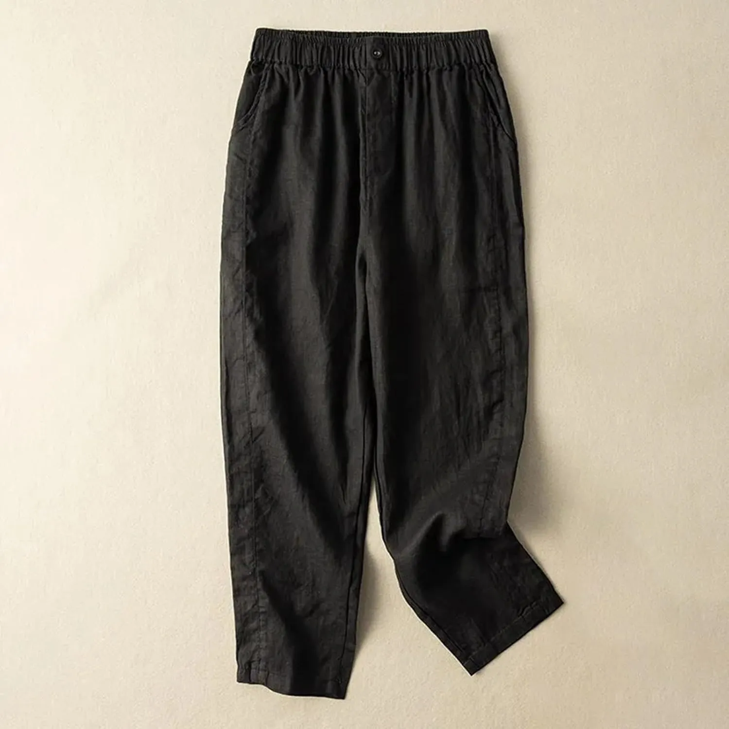 Linen Pants for Women 2025 Casual Summer High Elastic Waist Wide Leg Baggy Pants Comfort Beach Trousers with Pockets