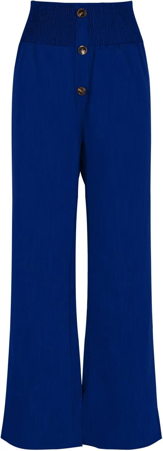 Linen Pants for Women Casual Flowy Loose Fit Wide Leg Trousers Summer High Waisted Beach Palazzo Pants with Pockets