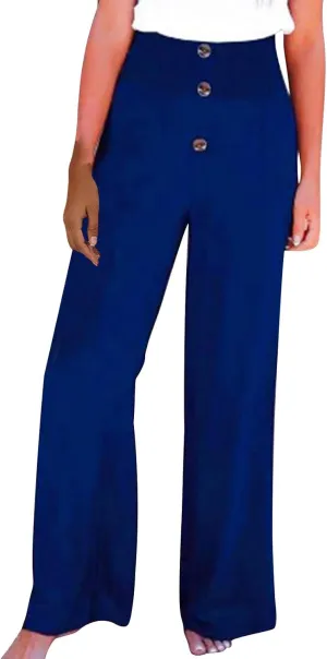 Linen Pants for Women Casual Flowy Loose Fit Wide Leg Trousers Summer High Waisted Beach Palazzo Pants with Pockets