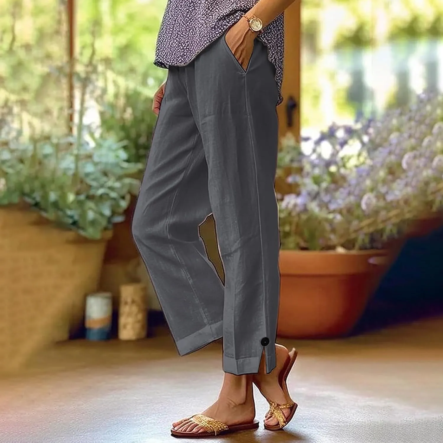 Linen Pants Women 2025 Summer Casual Loose Wide Leg Palazzo Pants Spring High Waist Beach Vacation Outfits for Women