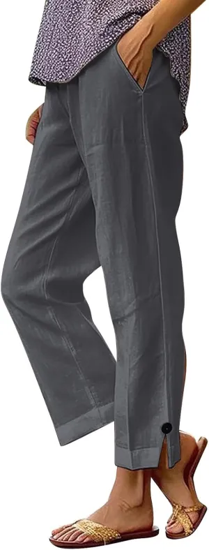 Linen Pants Women 2025 Summer Casual Loose Wide Leg Palazzo Pants Spring High Waist Beach Vacation Outfits for Women