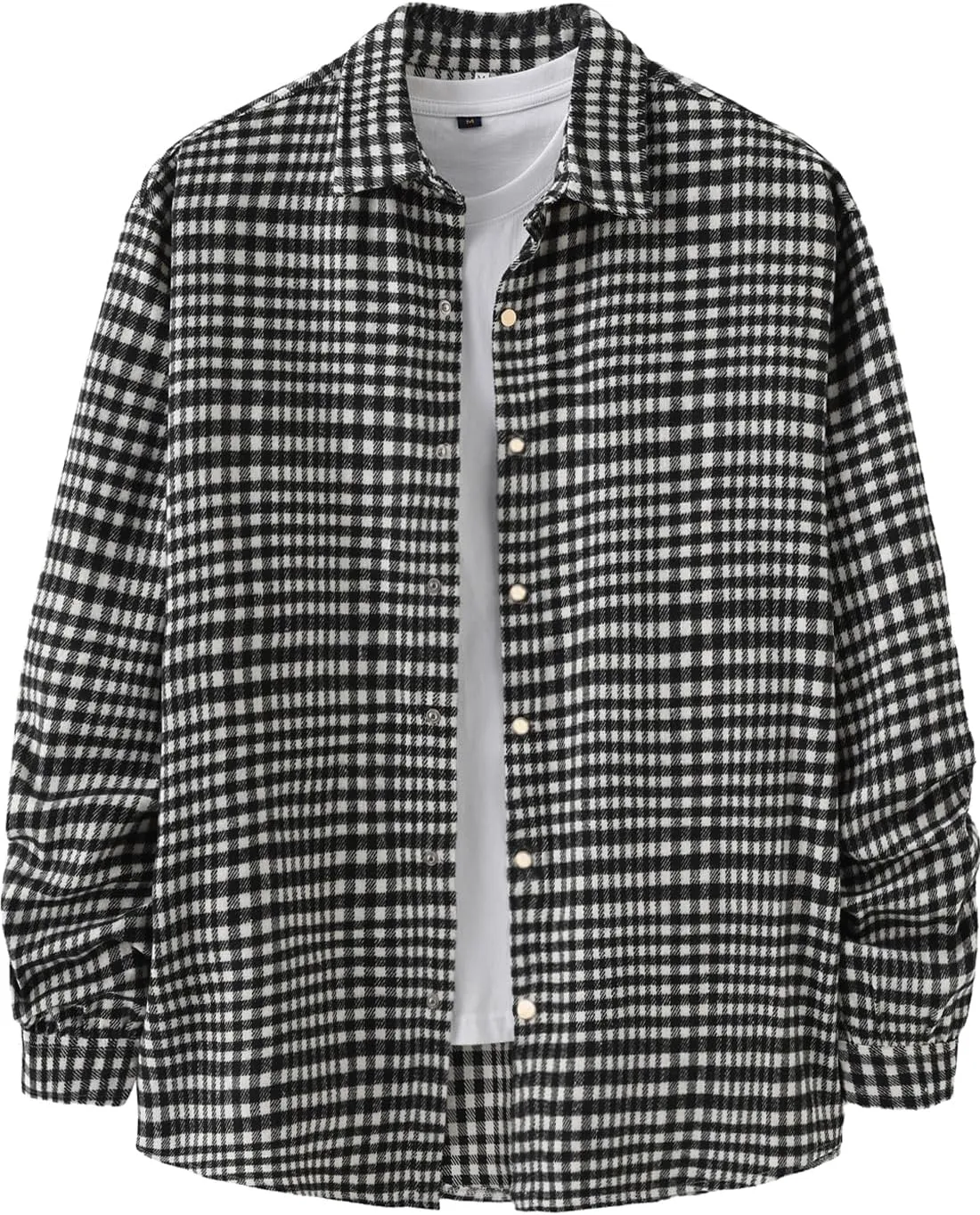 Locachy Men's Casual Cotton Plaid Shirts Long Sleeve Button-Down Flannel Overshirt Jacket