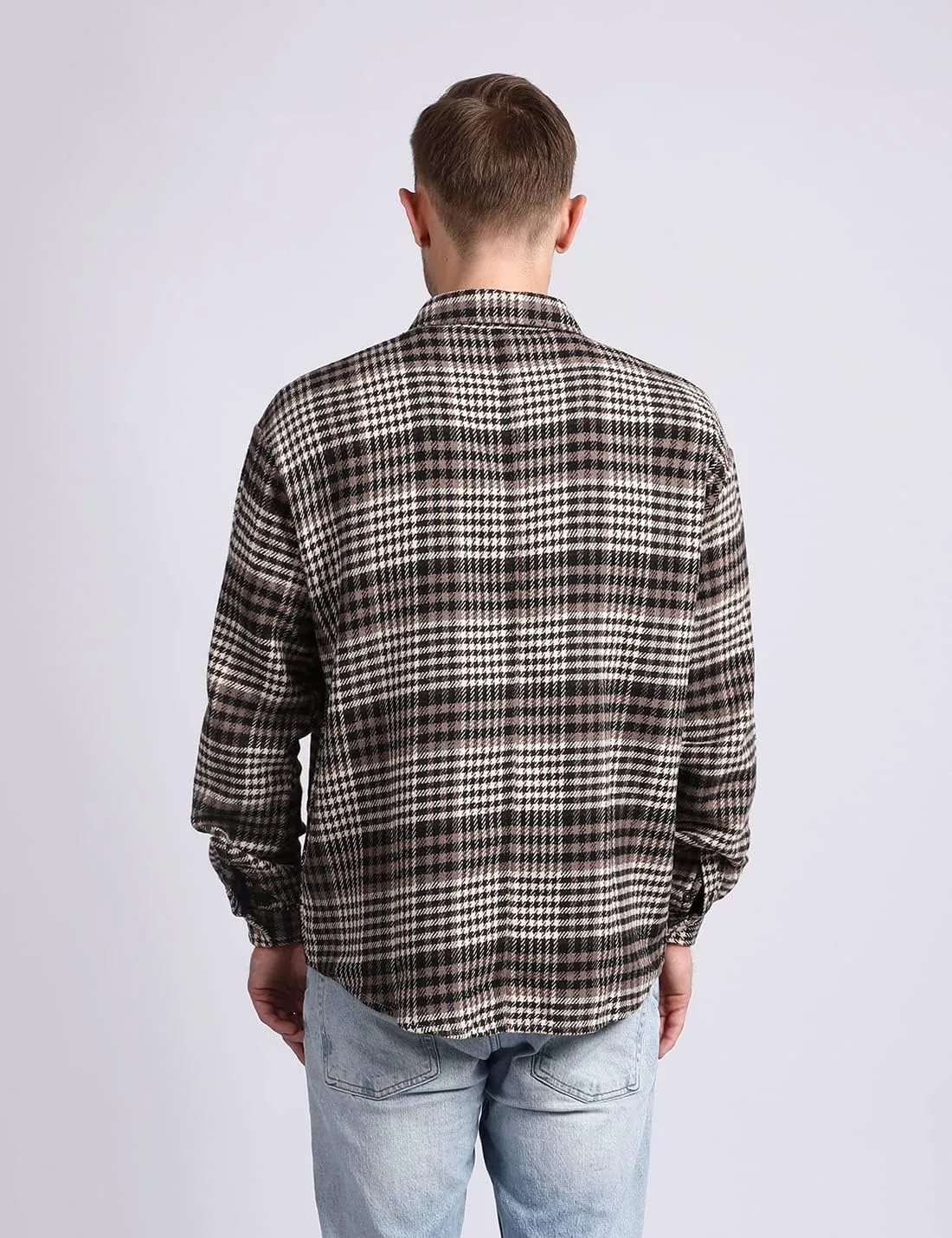 Locachy Men's Casual Cotton Plaid Shirts Long Sleeve Button-Down Flannel Overshirt Jacket