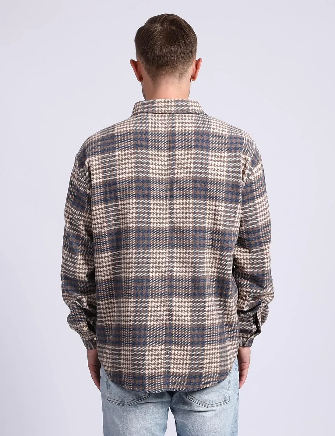 Locachy Men's Casual Cotton Plaid Shirts Long Sleeve Button-Down Flannel Overshirt Jacket