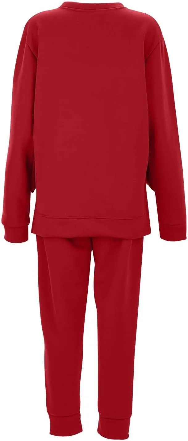 Lounge Sets for Women 2024 Long Sleeve V Neck Cute Sweatsuit Two Piece Travel Outfits Sweatsuits Sweatsuits
