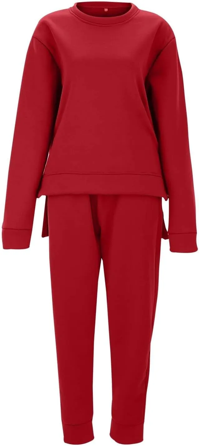 Lounge Sets for Women 2024 Long Sleeve V Neck Cute Sweatsuit Two Piece Travel Outfits Sweatsuits Sweatsuits