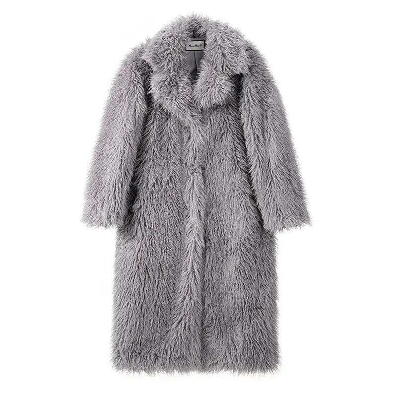 LVSANW Neo Mint Extra Long Luxury Lamb Fur Teddy Coat Women 2025 Winter Ladies Mob Wife Style Oversized Chunky Faux Fur Jacket Overcoat