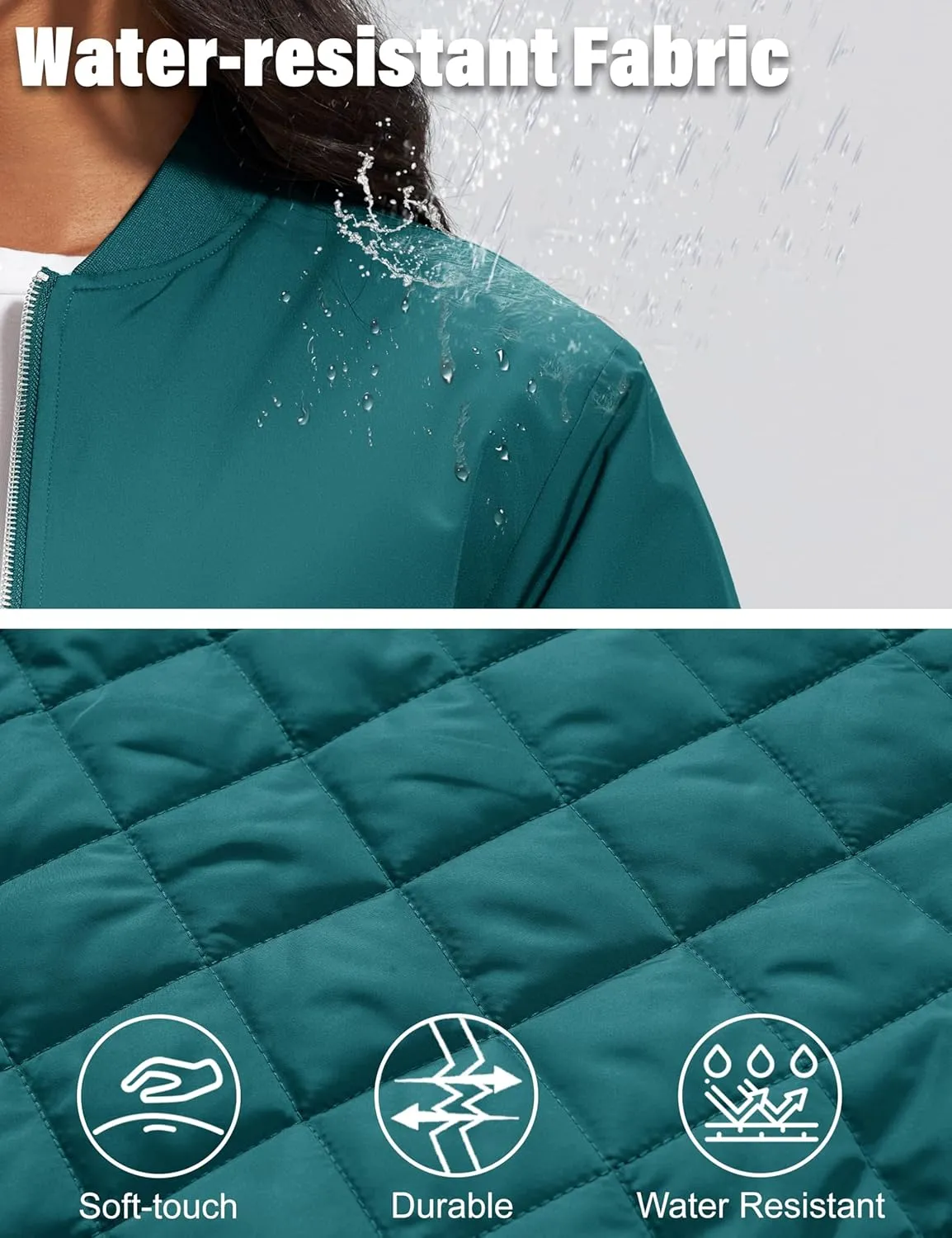MAGCOMSEN Women's Winter Bomber Jacket Casual Basic Zip Up Padded Coats Water Resistant Long Sleeve Outwear with Pockets
