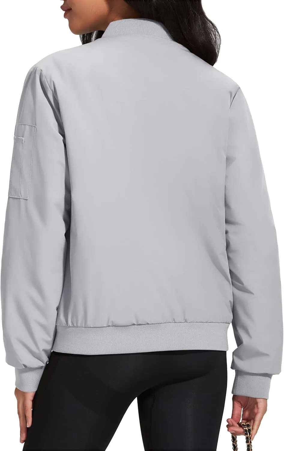 MAGCOMSEN Women's Winter Bomber Jacket Casual Basic Zip Up Padded Coats Water Resistant Long Sleeve Outwear with Pockets