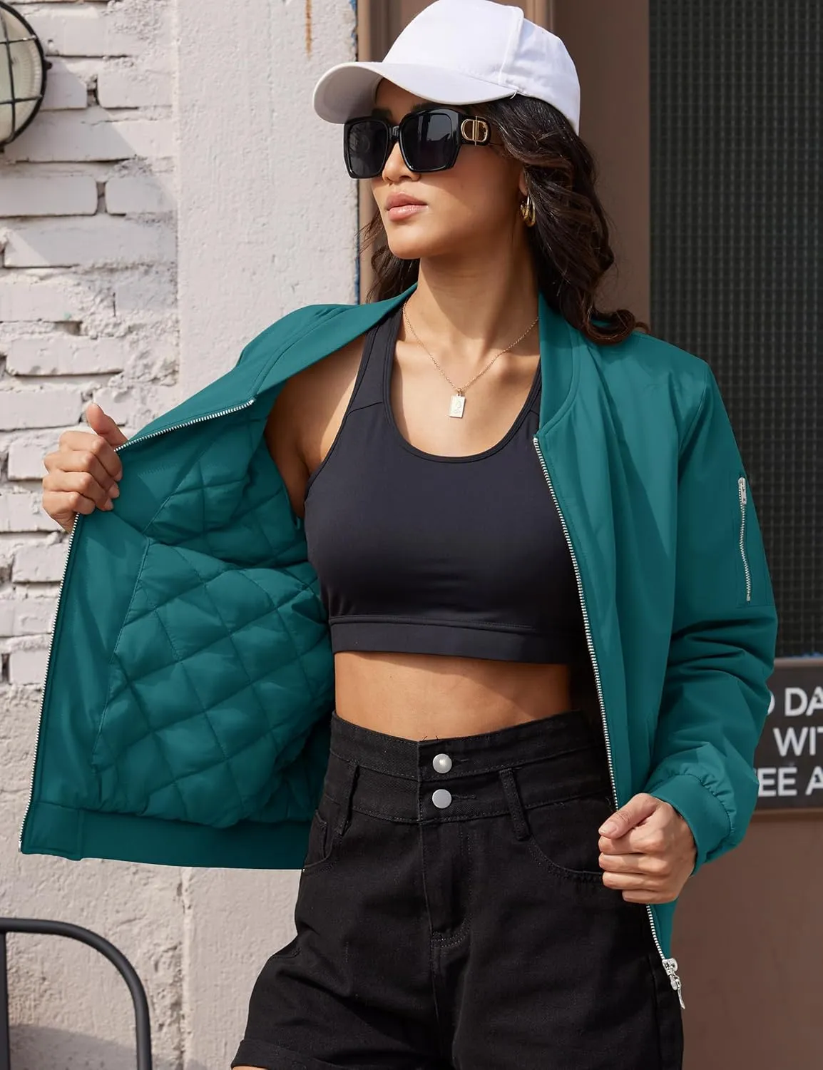 MAGCOMSEN Women's Winter Bomber Jacket Casual Basic Zip Up Padded Coats Water Resistant Long Sleeve Outwear with Pockets
