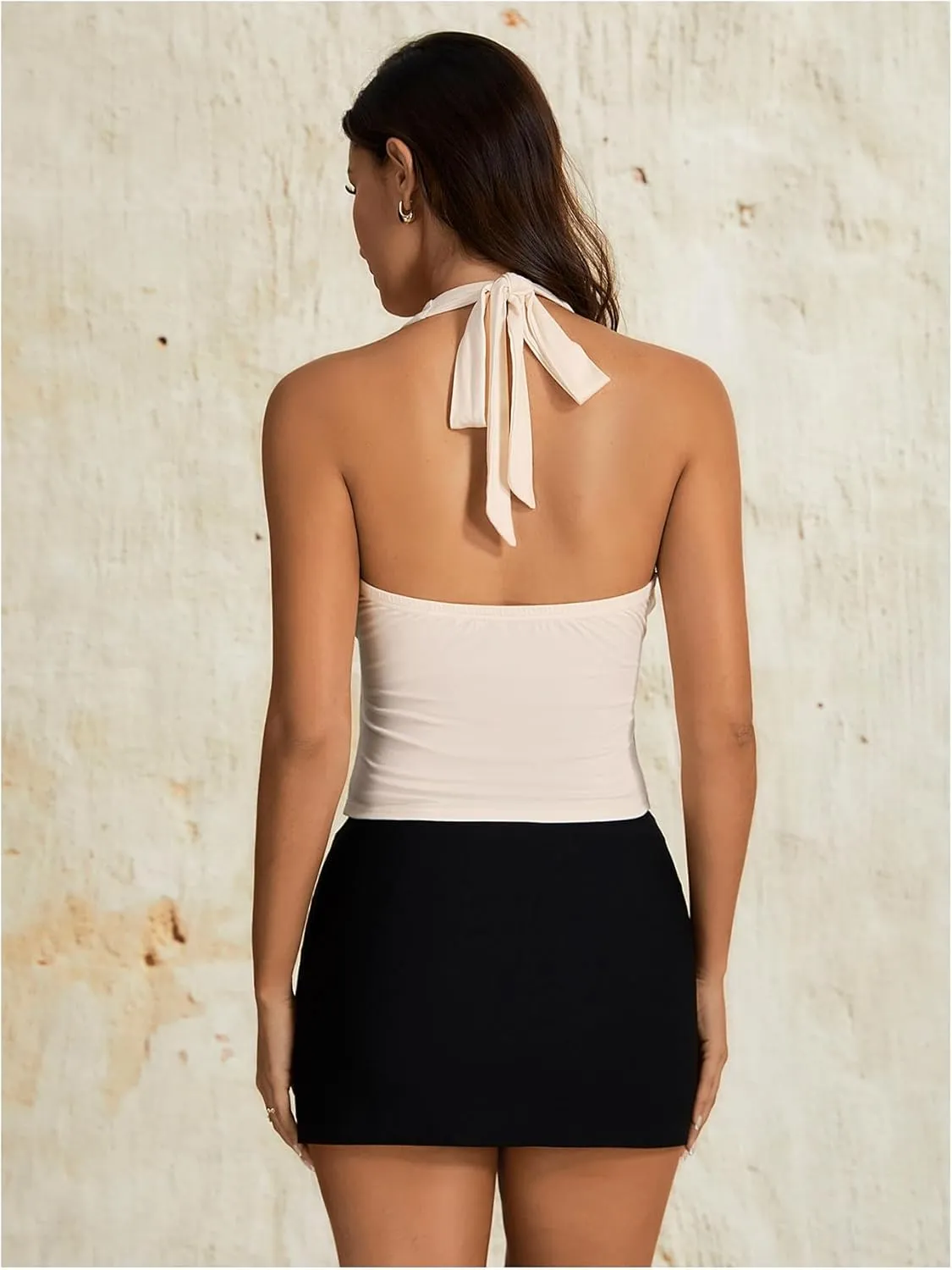 MakeMeChic Women's Halter Top Sleeveless Twist Front Going Out Tops Summer Shirt