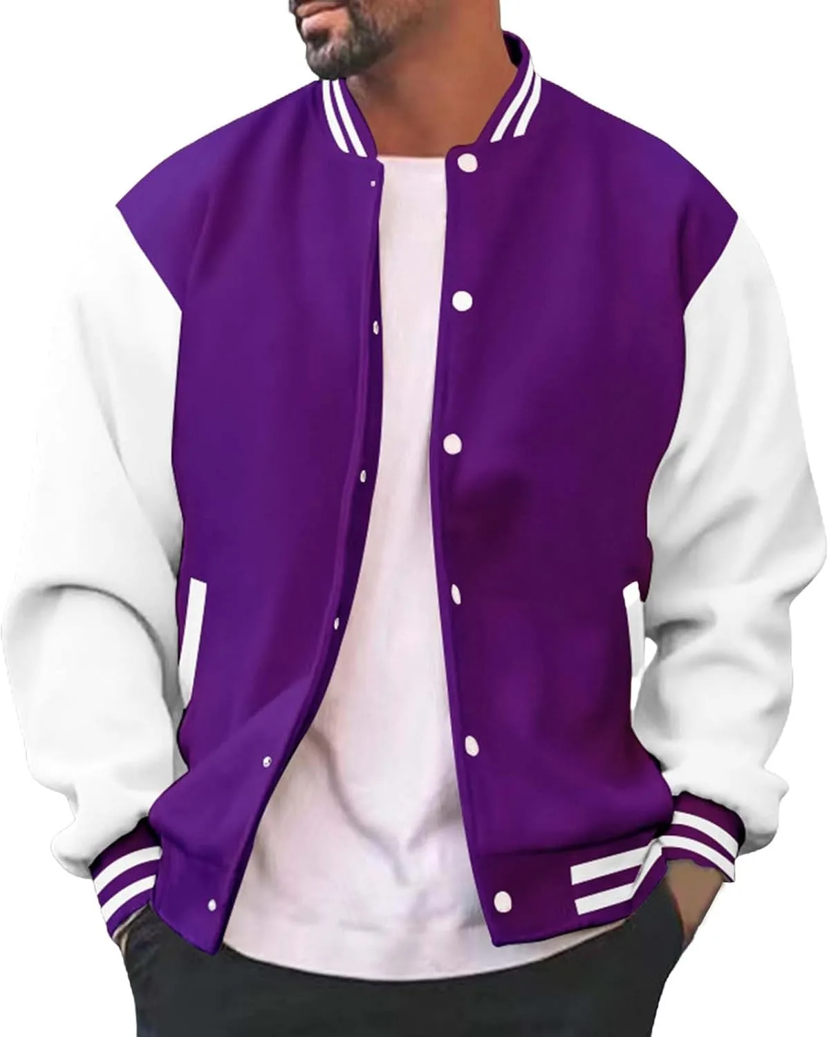 Man's Varsity Baseball Jacket Causal Winter Button Coat Slim Fit Cotton Letterman Baseball Bomber Jackets