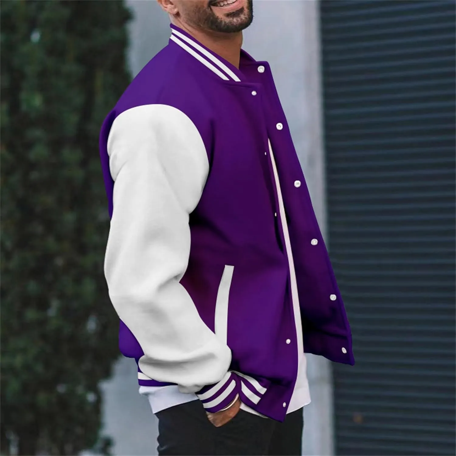 Man's Varsity Baseball Jacket Causal Winter Button Coat Slim Fit Cotton Letterman Baseball Bomber Jackets